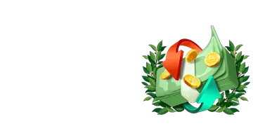 Кэшбэк предложение от Казино Пинко, представлено в виде денег с зелёными стрелками.